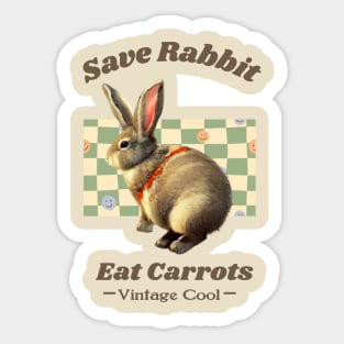 Vintage Save Rabbit Eat Carrots Lop Eared Bunny Wild Rabbits Activist Sticker